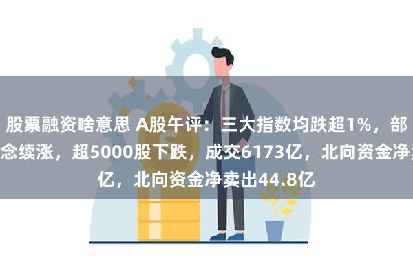 股票融资啥意思 A股午评：三大指数均跌超1%，部分中字头概念续涨，超5000股下跌，成交6173亿，北向资金净卖出44.8亿